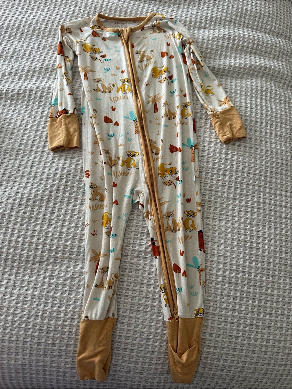 Little Sleepies Lion King Print Kids One-Piece Footed Pajama - Mustard Trim